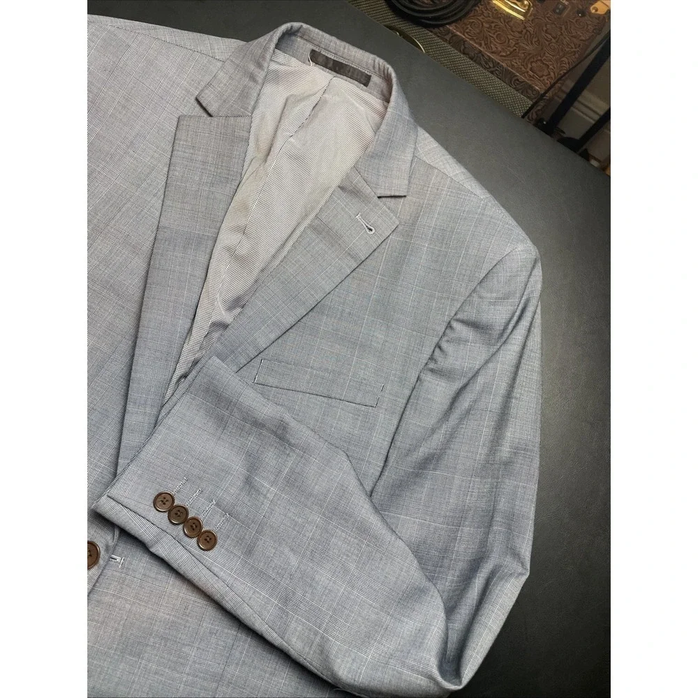 NEXT Tailoring Gray Glen Plaid Blazer Jacket 42R Slim Fit Blazer Pockets sown